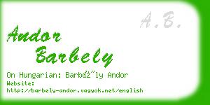 andor barbely business card